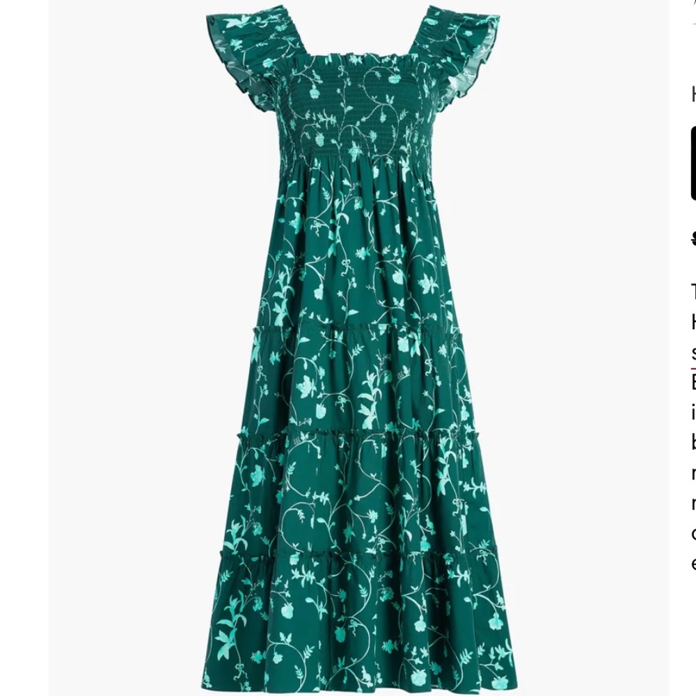 NWT Hill House Ellie Nap Dress in Green Botanical Print